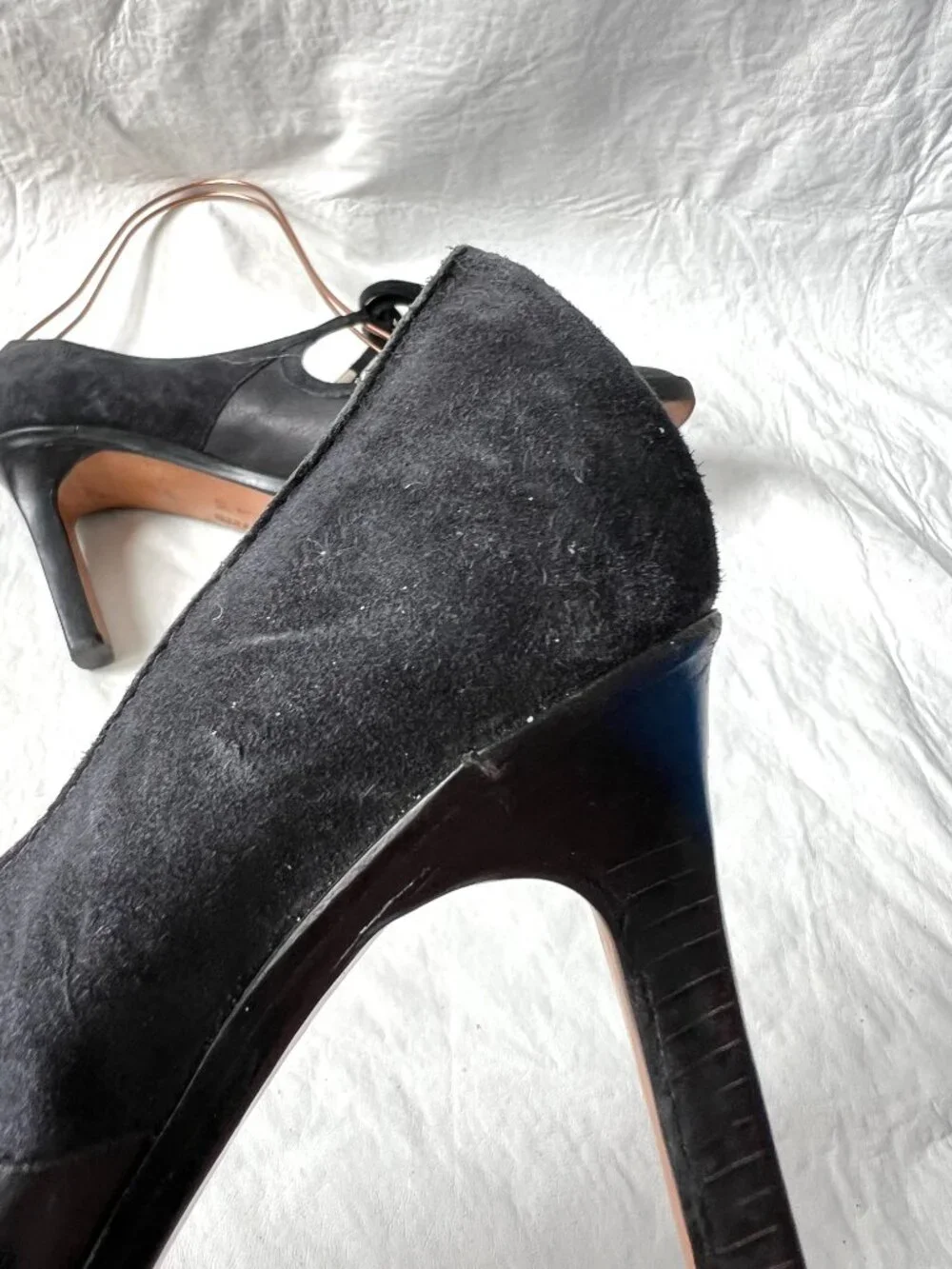Diana Broussard high heels mary jane black suede leather pointed toe 9.5 pump - Picture 11 of 15